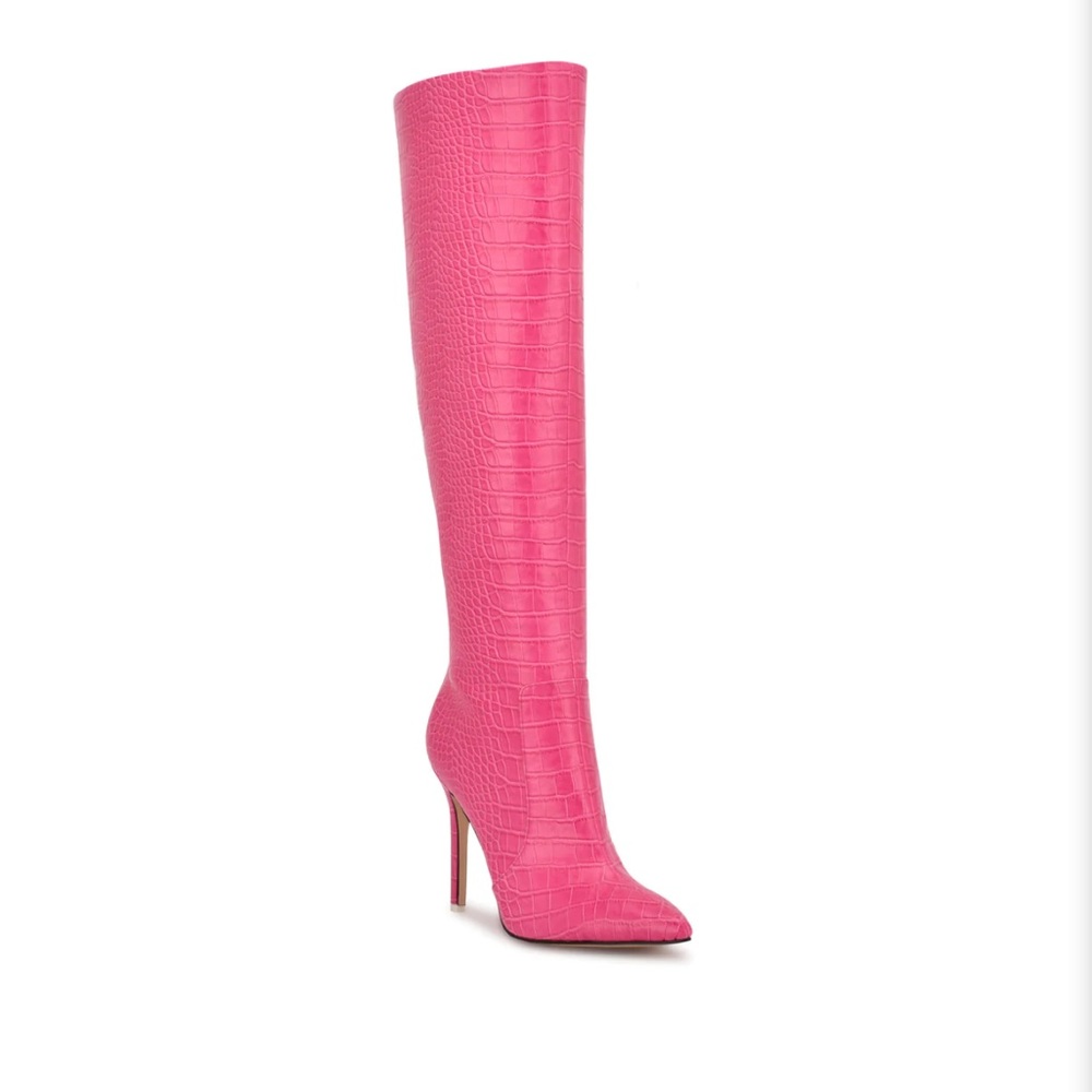 NWT Nine West Pink Croc Taler Boots